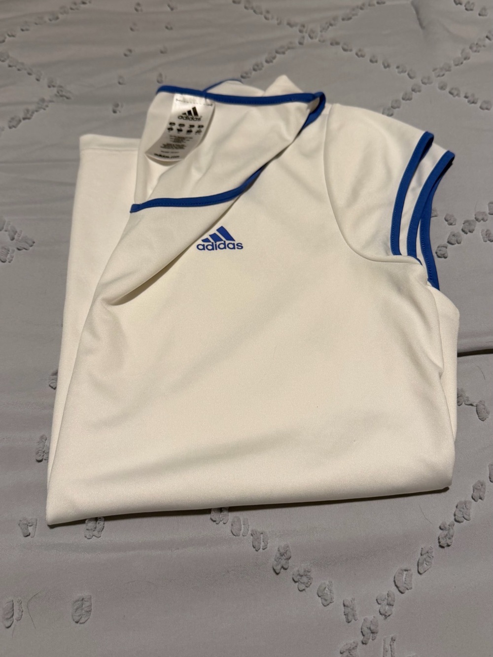 adidas Athletic Tee with Blue Trim - Women’s- XL